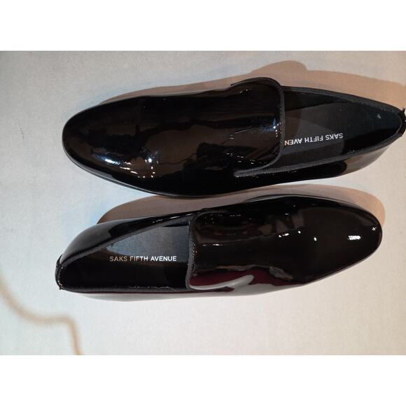Saks Fifth Avenue Black Patent Leather Tuxedo Loafers Size 9 M Formal Dress main image 4